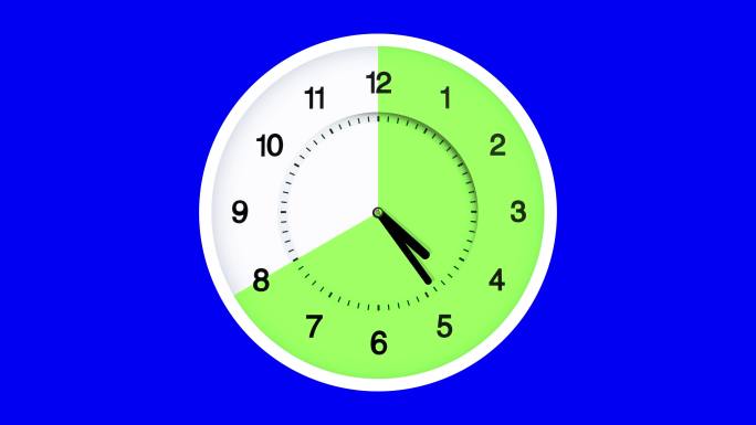 16： 8快速时钟延时在色度键上快速移动。时间：上午12:00至中午12:00快速运行。16/8分次