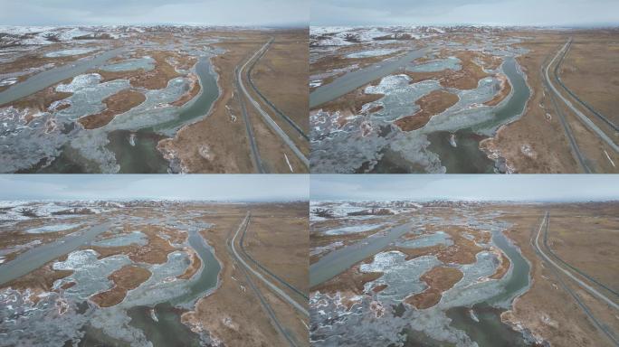 原创 青海果洛州黄河源结冰自然风光航拍
