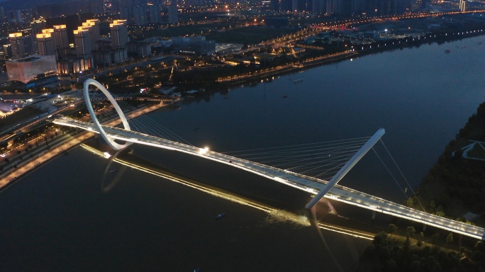 4K 南京眼步行桥 夜景航拍