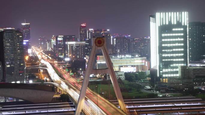 天府立交夜景车流延时