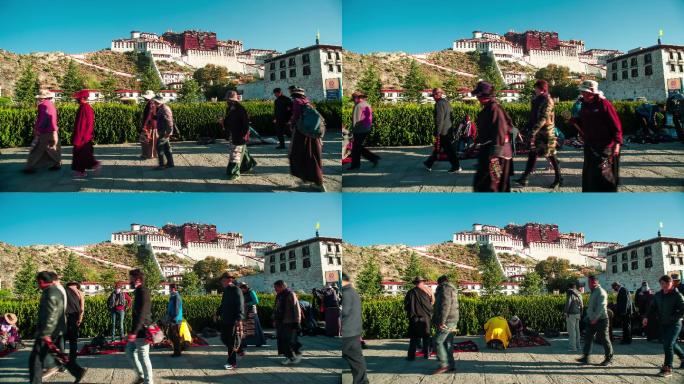 西藏拉萨布达拉宫转经人
