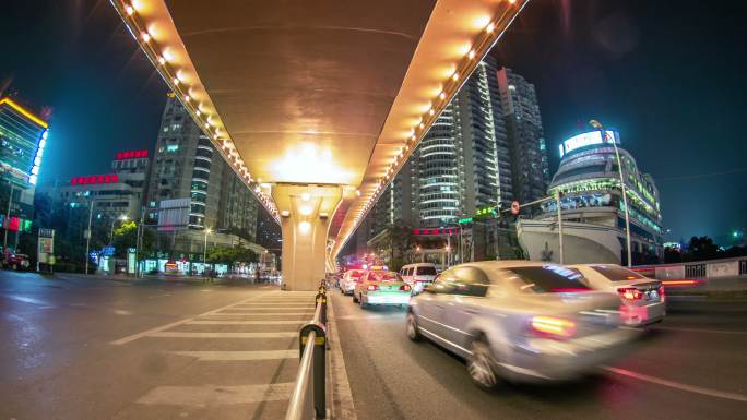 成都街头夜景延时