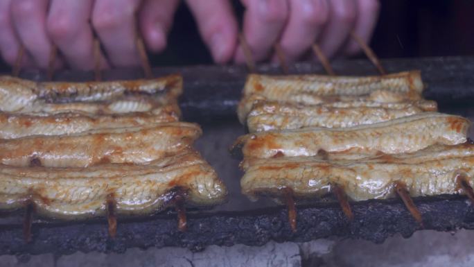 食材美食鳗鱼串烧烧烤香气味道新鲜厨房