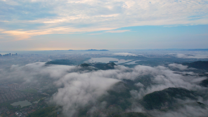 杭州西湖区全景云海