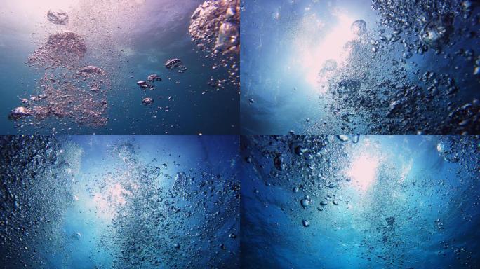 海洋中水下气泡的4k视频片段