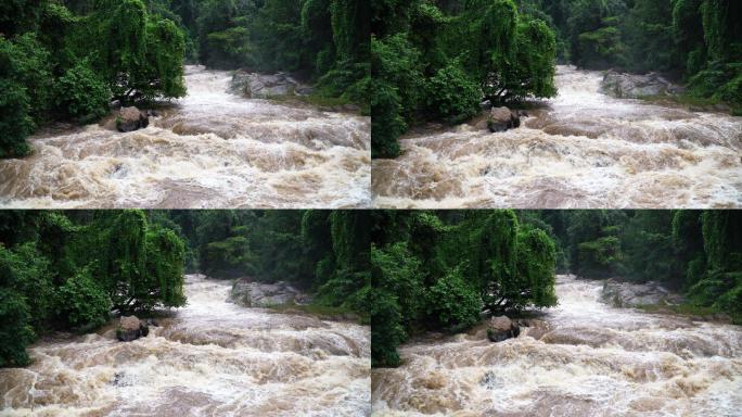 溪水洪水山体滑坡黄河