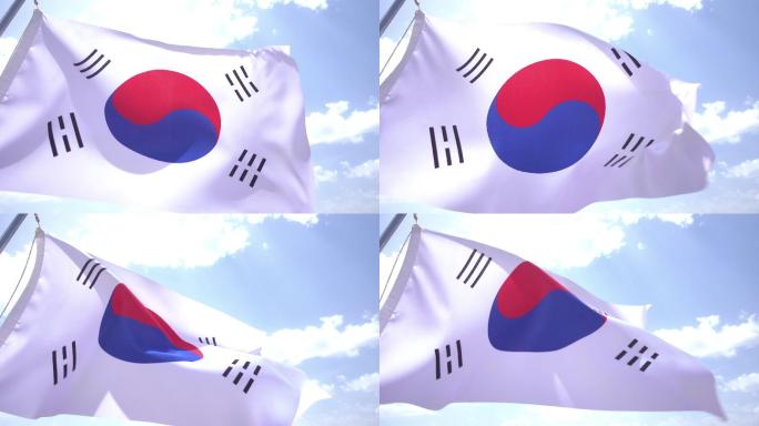 韩国国旗韩国国旗飘动