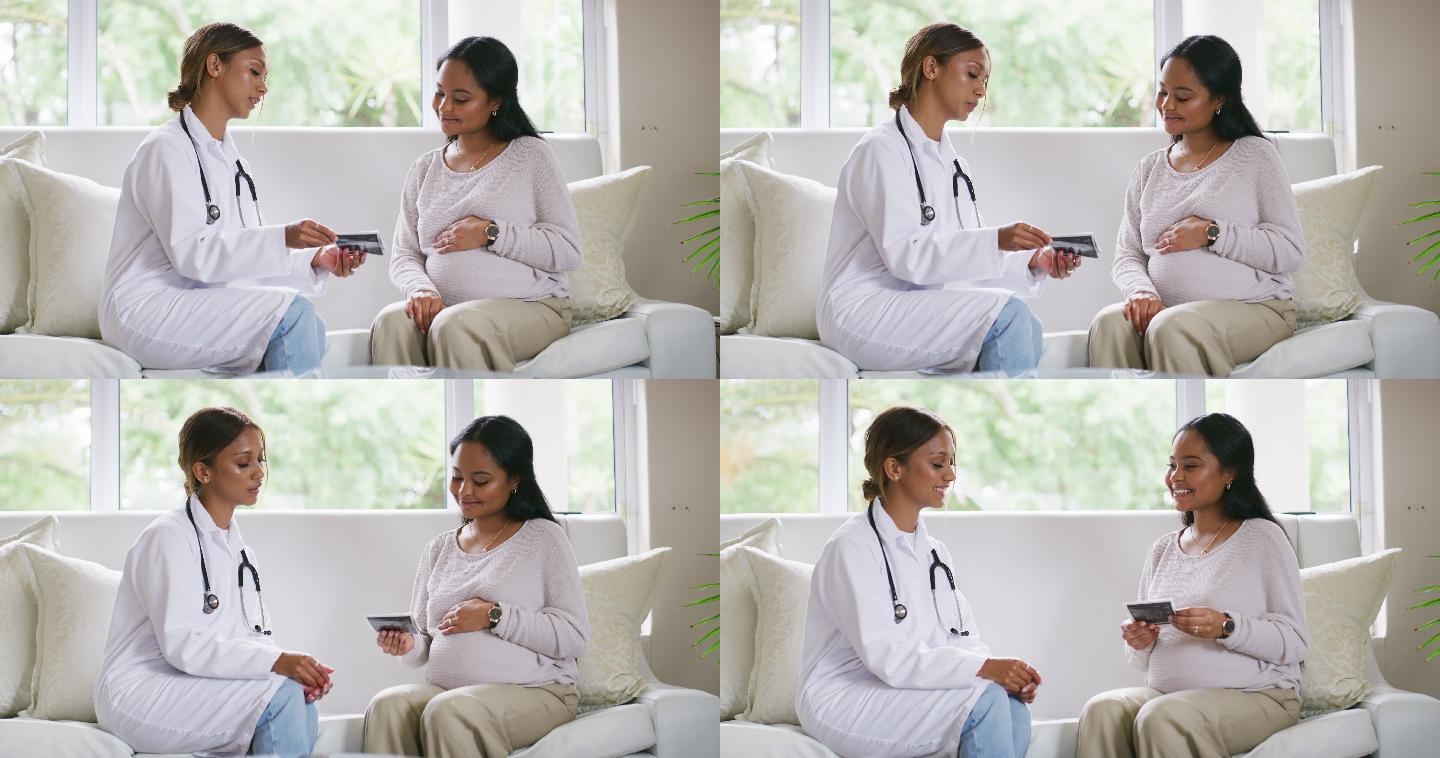 一名女医生给怀孕患者做超声波检查的4k视频片段