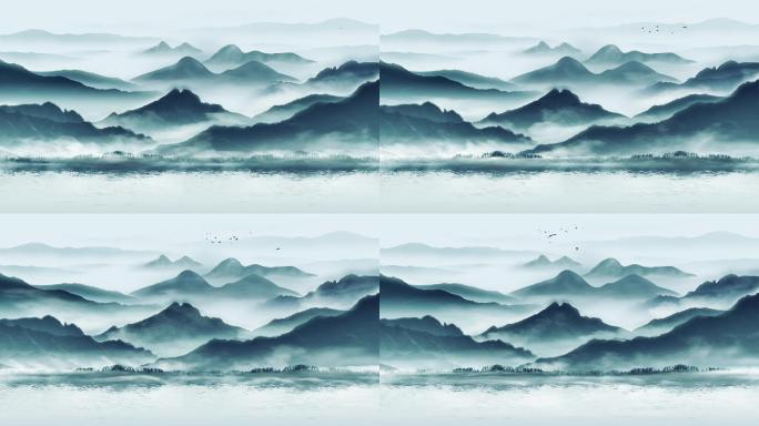 大气水墨流云山水素材