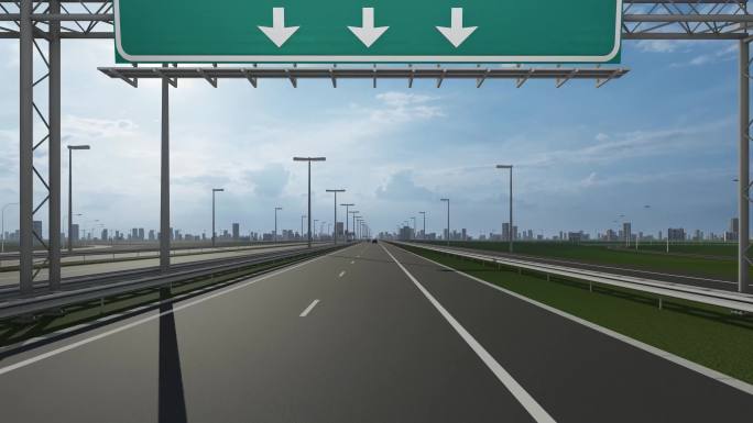 莆田市高速公路上的标志牌库存视频显示了中国城市入口的概念