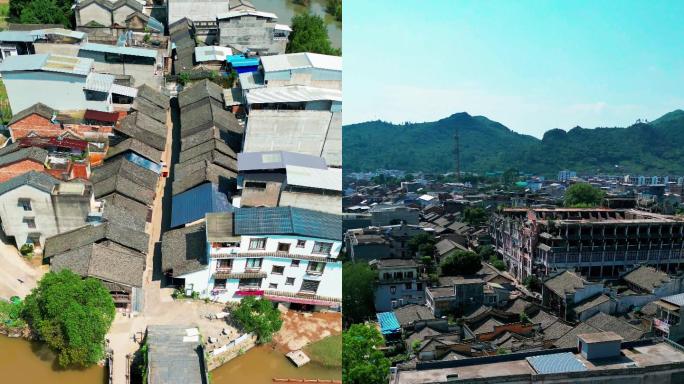 竖屏航拍广西桂林灵川大圩古镇和毛洲岛风光