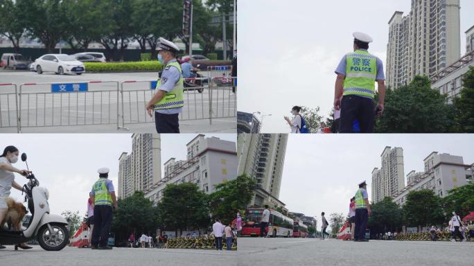 警察-交通警察马路上维持秩序4k