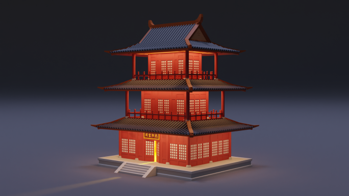 中国风古建筑-Blender模型