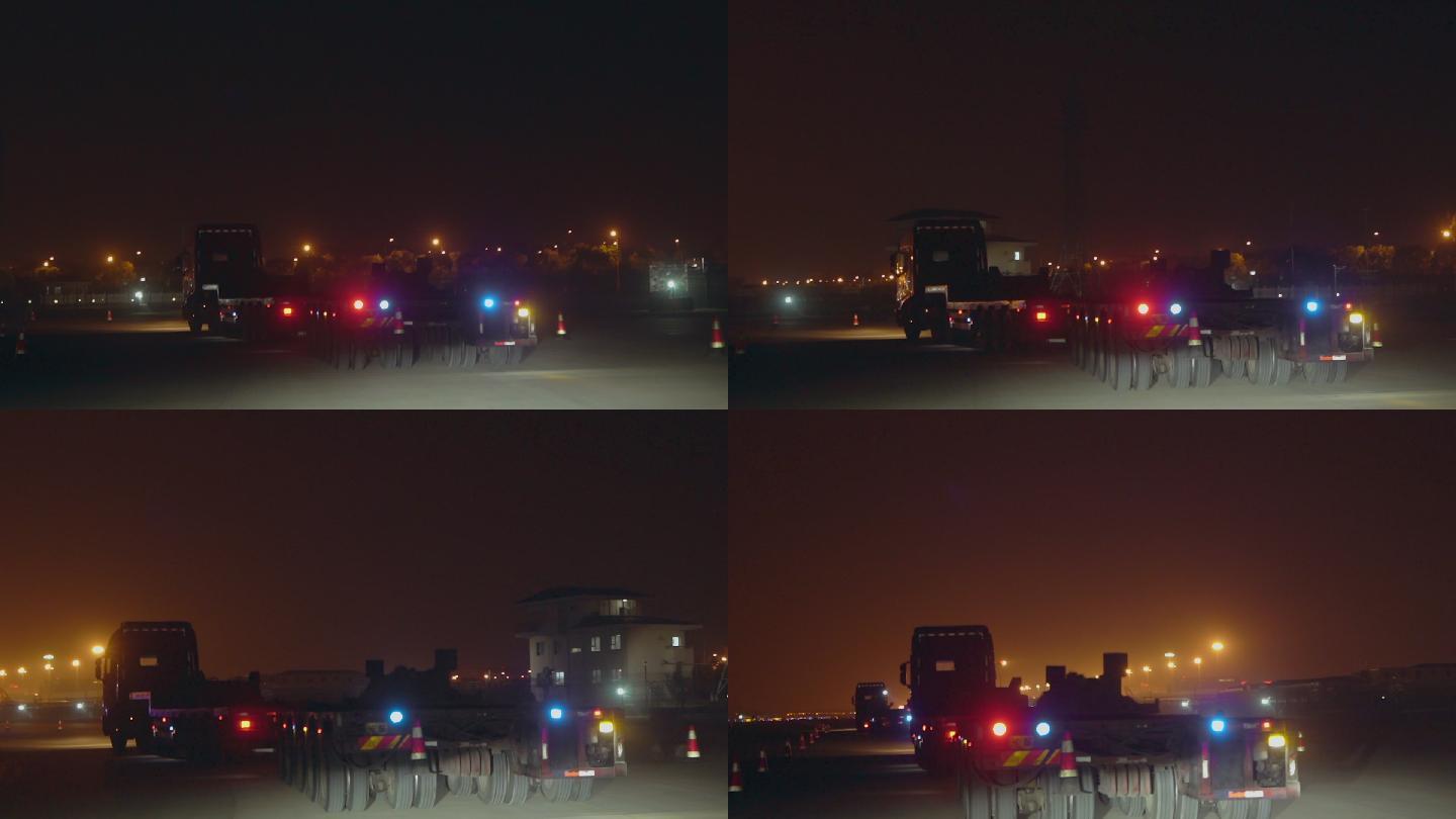 夜间行驶在机场的卡车