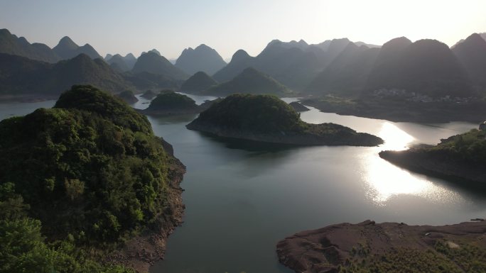 广东 清远 桃花湖 航拍 大自然