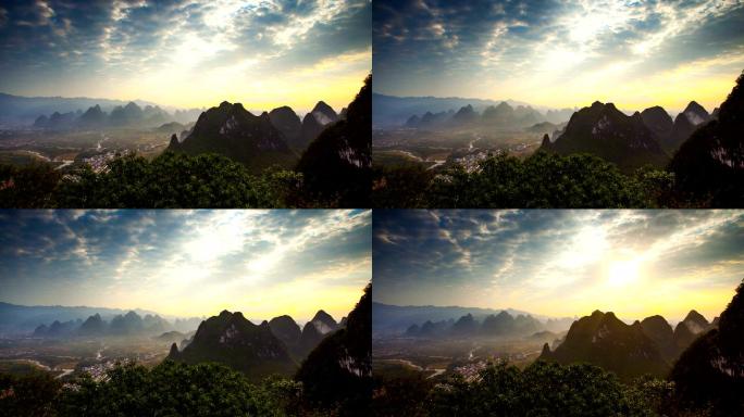 桂林山黎明延时摄影