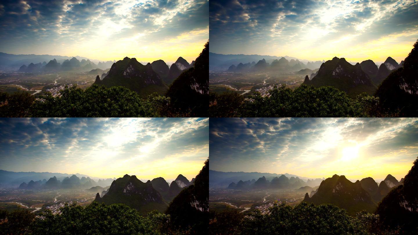 桂林山黎明延时摄影
