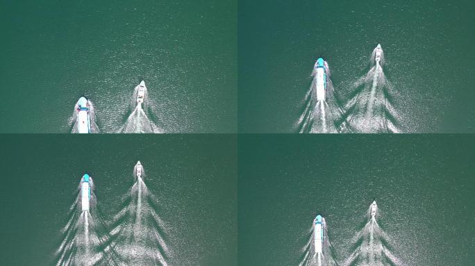 4K 原素材 航拍水库 船