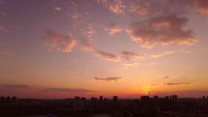 落日城市天际线晚霞夕阳红夕阳无限好日落