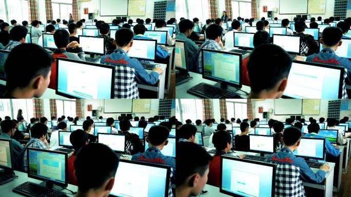 学生操作电脑 学生学习 学生上课 计算机