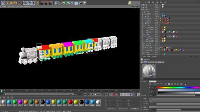 原创三维卡通小火车C4D模形