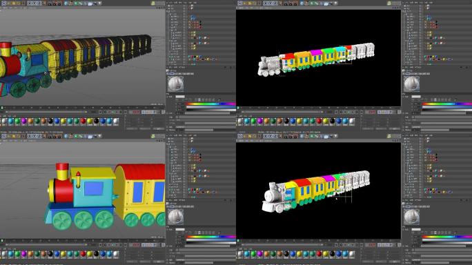 原创三维卡通小火车C4D模形
