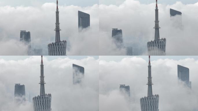 广州塔平流穿云雾