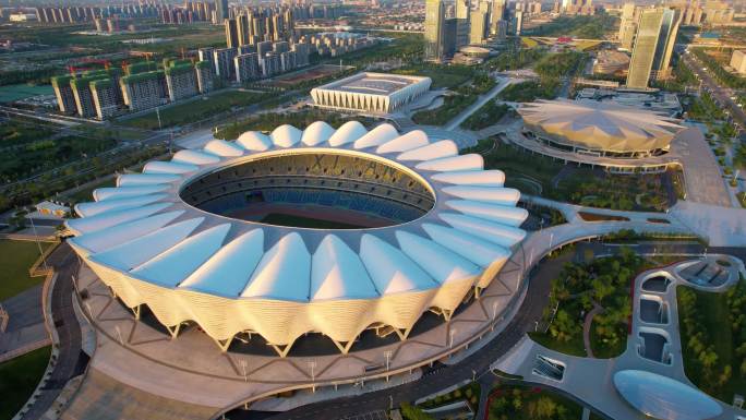 2022最新西安奥体中心航拍浐灞生态