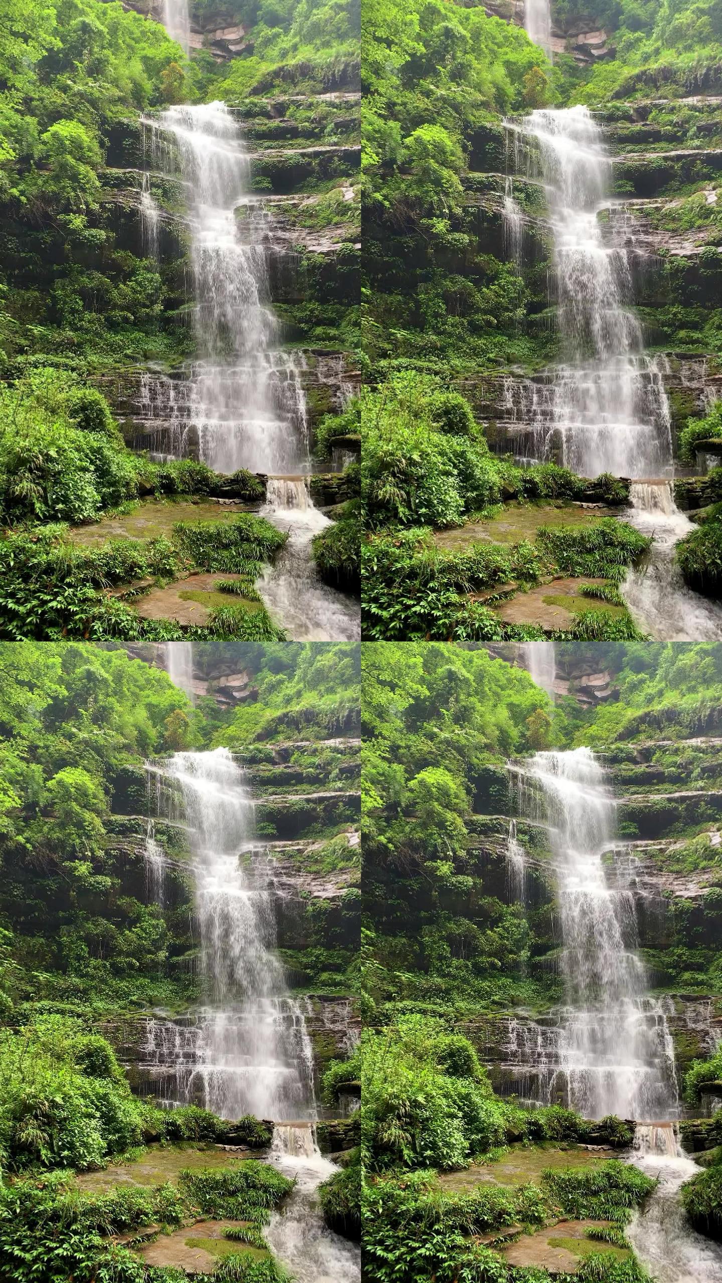 高山流水岩石瀑布生态青山绿水