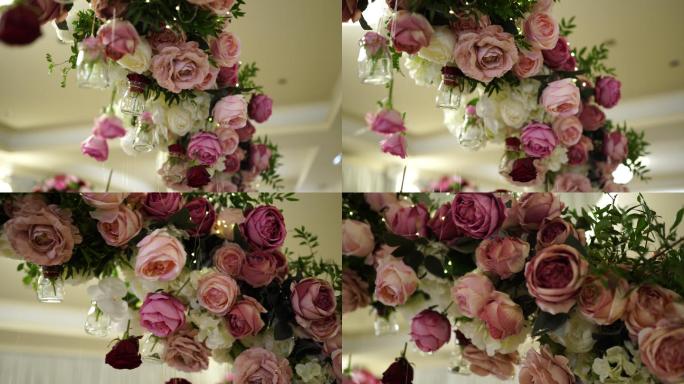 优雅的婚礼花饰鲜花结婚现场玫瑰花