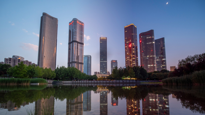 北京城市望京阿里巴巴楼群日转夜