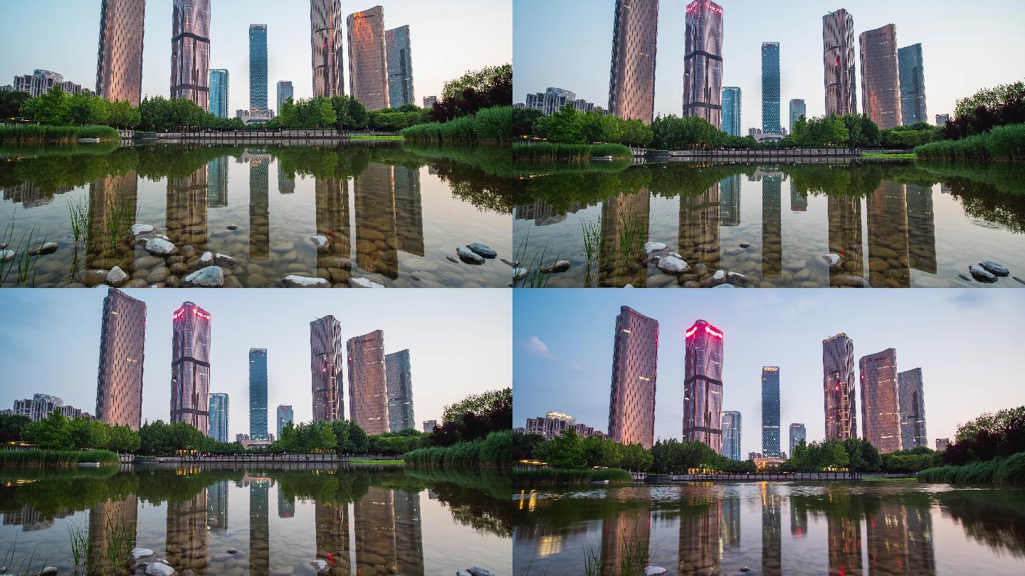 北京城市望京阿里巴巴楼群日转夜