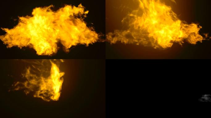 抽象镜头与alpha matte通道发生黄色火焰爆炸碰撞。现代背景。3d渲染。高清分辨率