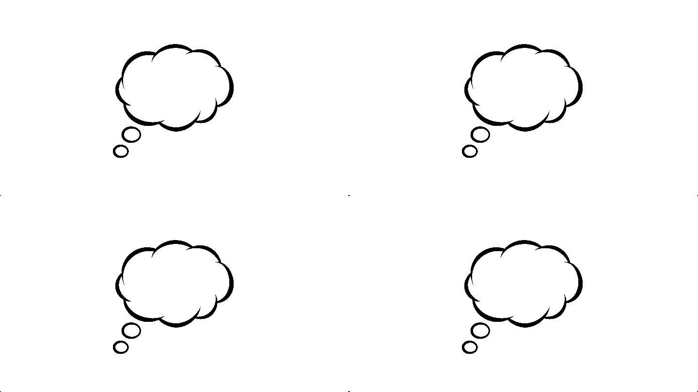 文本的语音气泡、弹出的聊天框、白色背景上的消息框卡通动画图标。气球涂鸦思维风格标志符号股票视频-语音