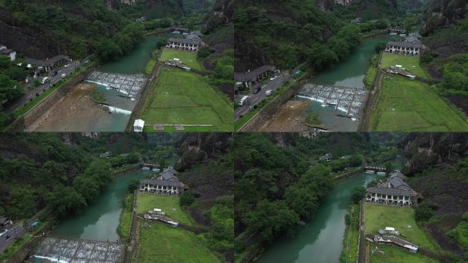 航拍浙江温州楠溪江景区自然风景