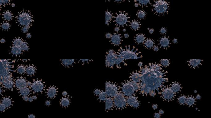 covic-19或corona病毒动画3D和alpha背景。科学健康的理念。