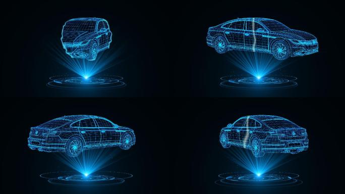 全息科技蓝色线框轿车动画带通道