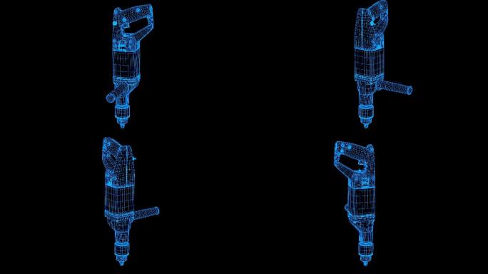全息科蓝色线框技冲击钻动画带通道