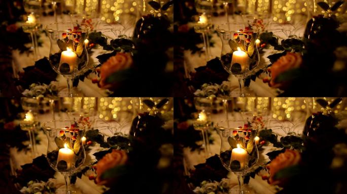 婚礼之夜桌上的蜡烛装饰