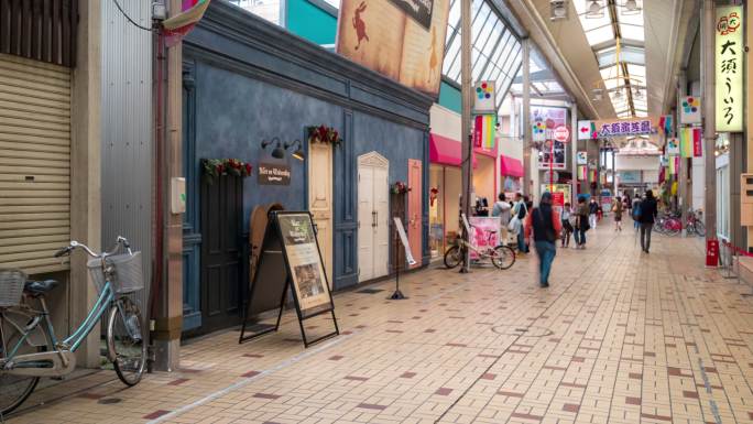 时间流逝：行人拥挤购物日本名古屋Osu kannon购物中心