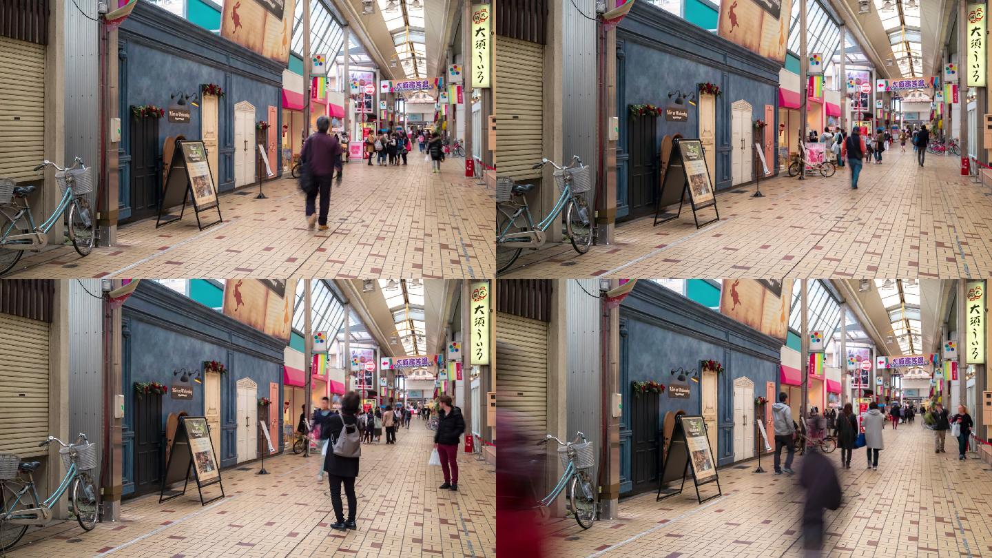 时间流逝：行人拥挤购物日本名古屋Osu kannon购物中心