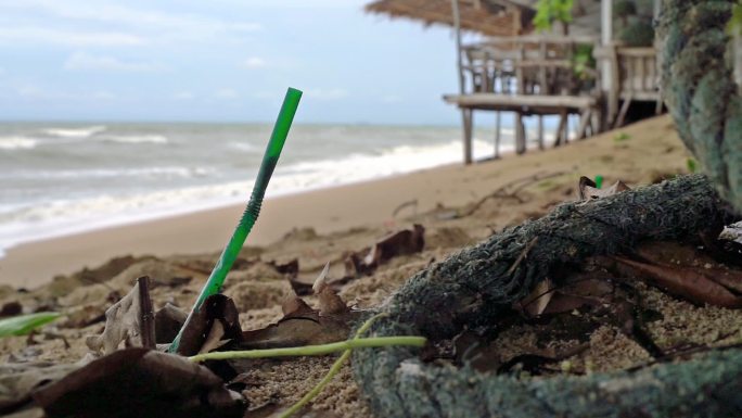 一次性使用塑料海洋污染废吸管