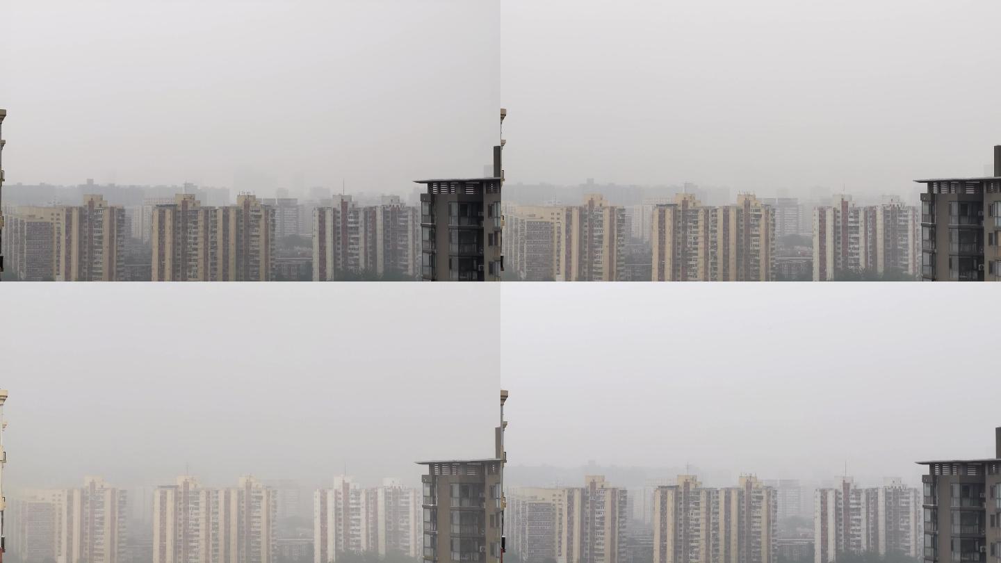 城市阴天空云层阴云密布雾霾延时摄影空镜