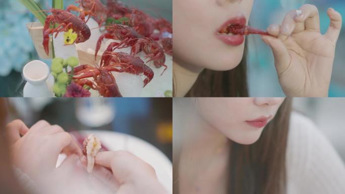 美女吃小龙虾