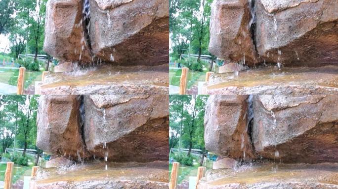 滴水穿石石头山流水瀑布