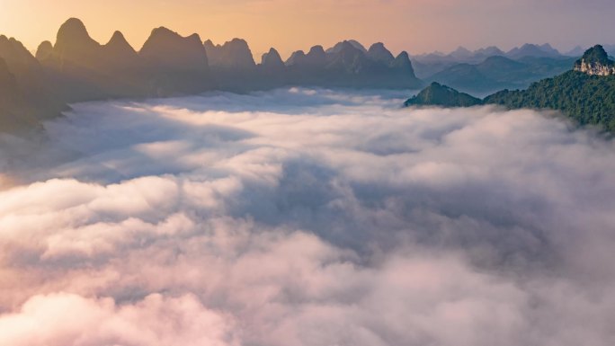 桂林 大面山 航拍 风景 日出云海