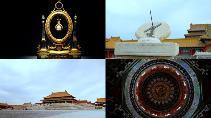 游览北京故宫博物院的东方女孩钟表馆展览