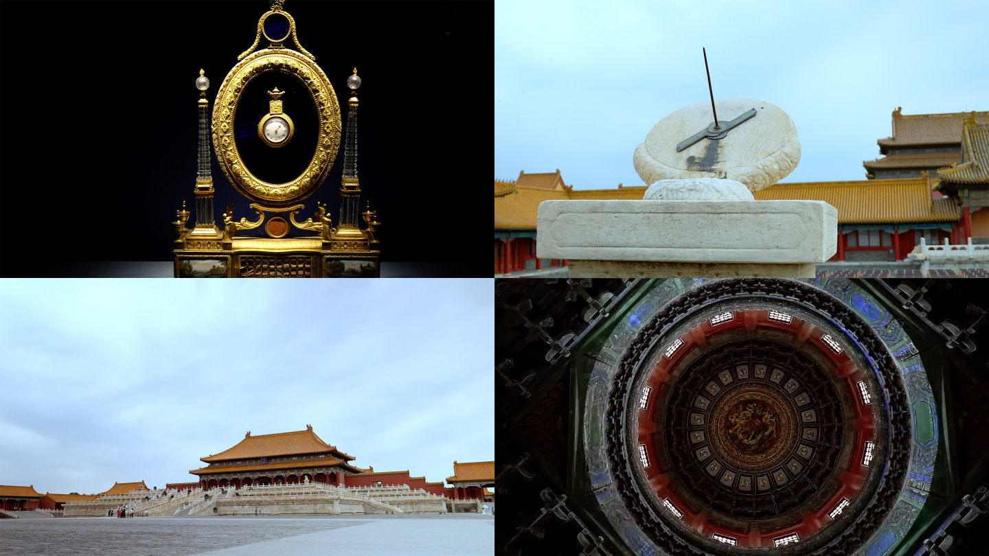 游览北京故宫博物院的东方女孩钟表馆展览