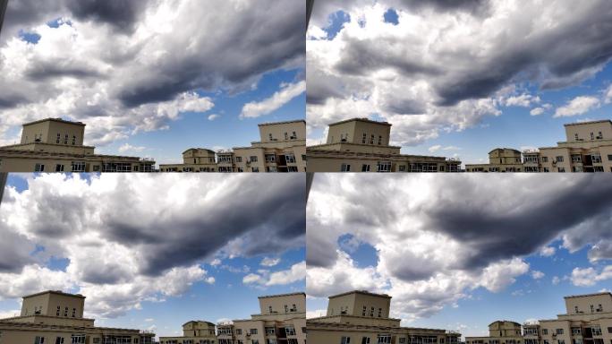 城市蓝天空云海晴朗乌云层延时摄影空镜