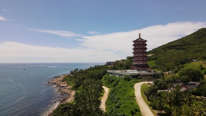 海南 三亚 南山寺 塔 古塔 宝塔 航拍